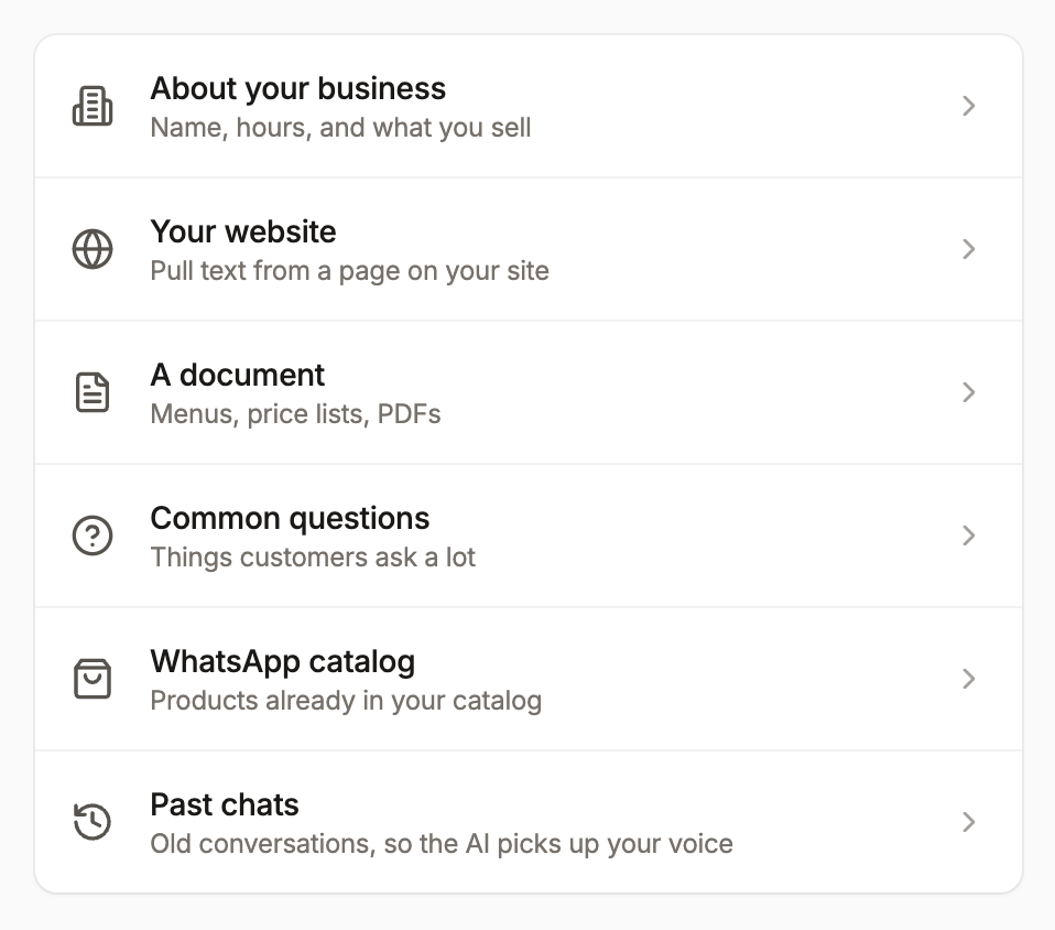 Knowledge base sources list