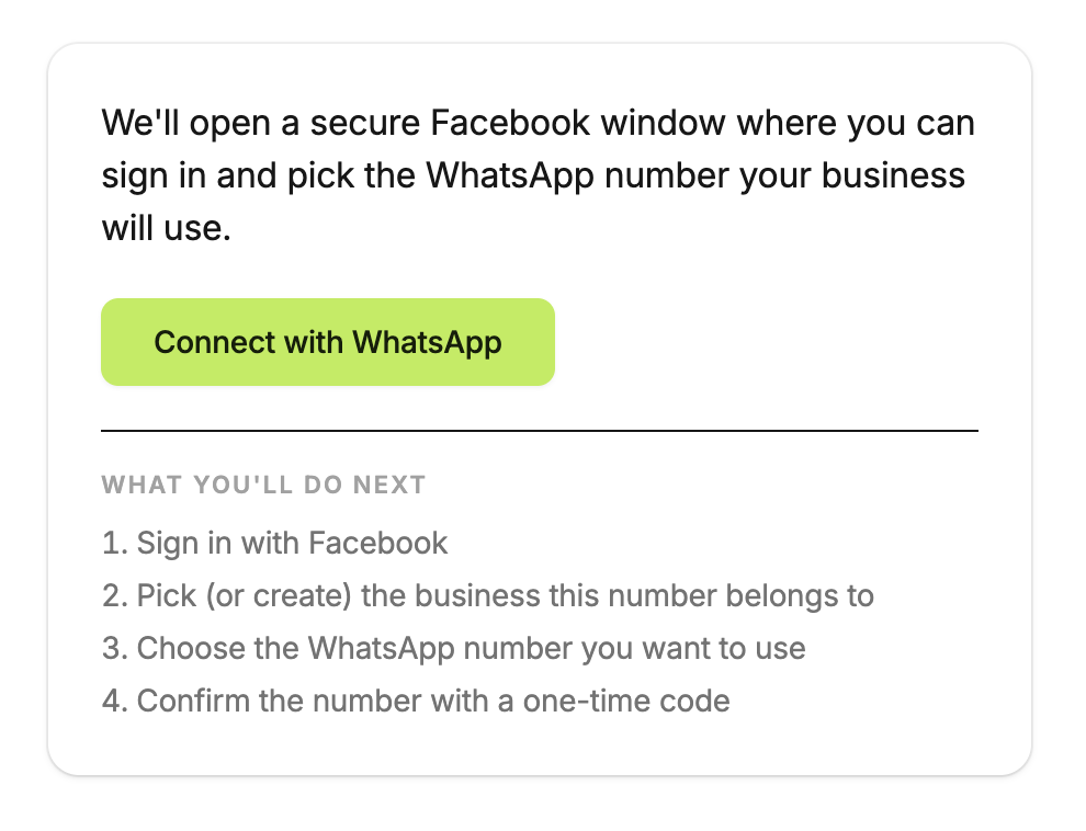 WhatsApp connection setup