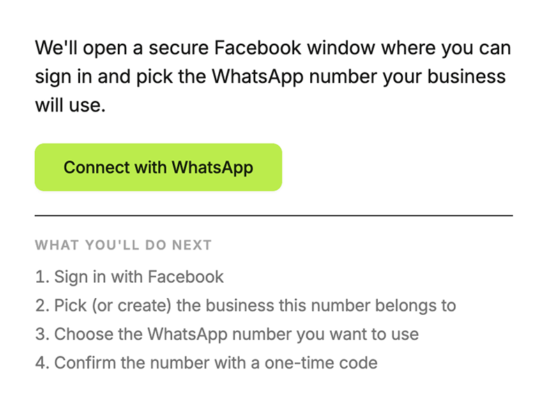 WhatsApp connection setup